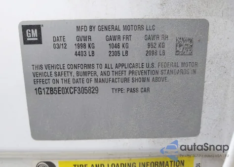 2012 Chevrolet Malibu Ls z USA, uszkodzony, nr VIN 1G1ZB5E0XCF305829